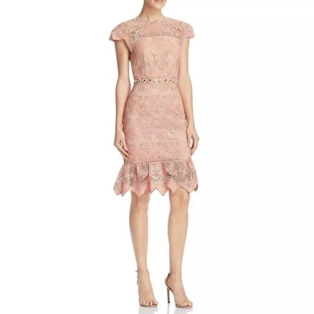 Saylor Joah lace dress with back cutout and mirror trim Size Small